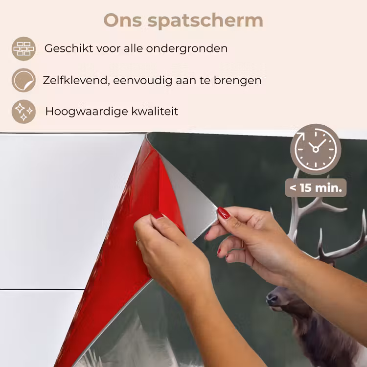 Spatscherm keuken - Edelhert - Gewei - Schildering - Rustiek — 4