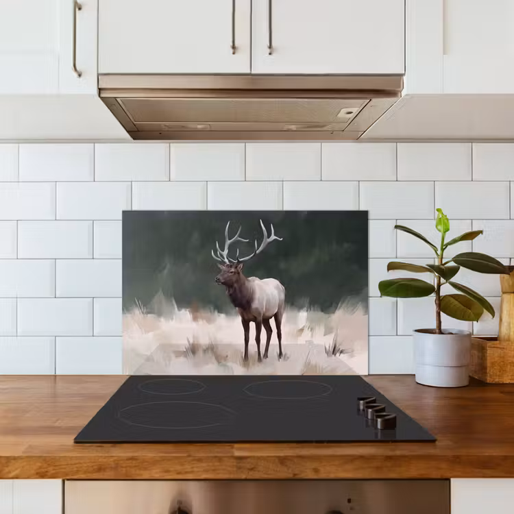 Spatscherm keuken - Edelhert - Gewei - Schildering - Rustiek — 6