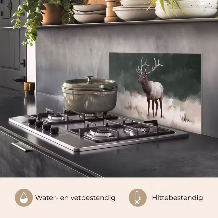 Spatscherm keuken - Edelhert - Gewei - Schildering - Rustiek — 7