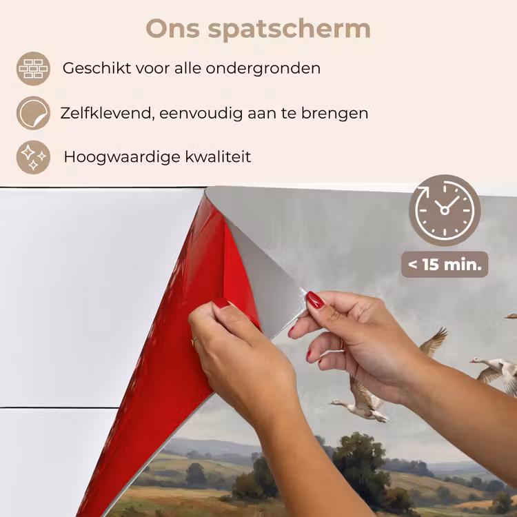 Spatscherm keuken - Eenden - Rivier - Landschap - Vlucht - Nostalgisch — 4