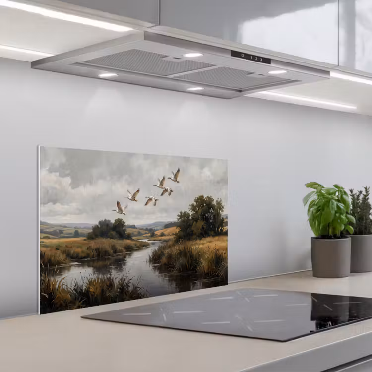 Spatscherm keuken - Eenden - Rivier - Landschap - Vlucht - Nostalgisch — 5
