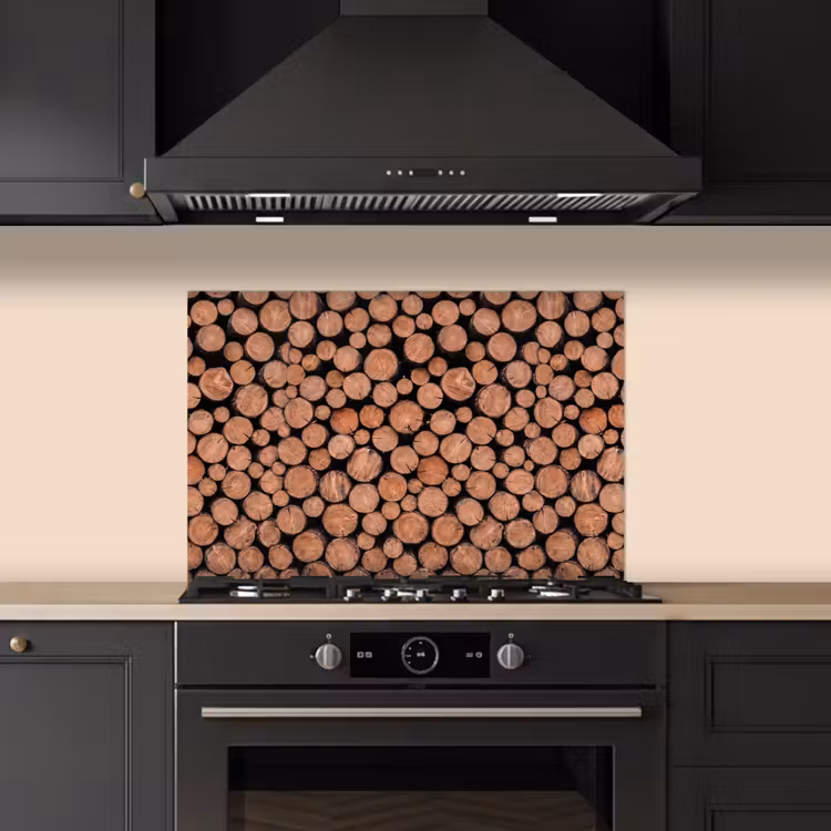 Spatscherm keuken - Houtblokken - Textuur - Patroon - Bruin - Rustiek — 2