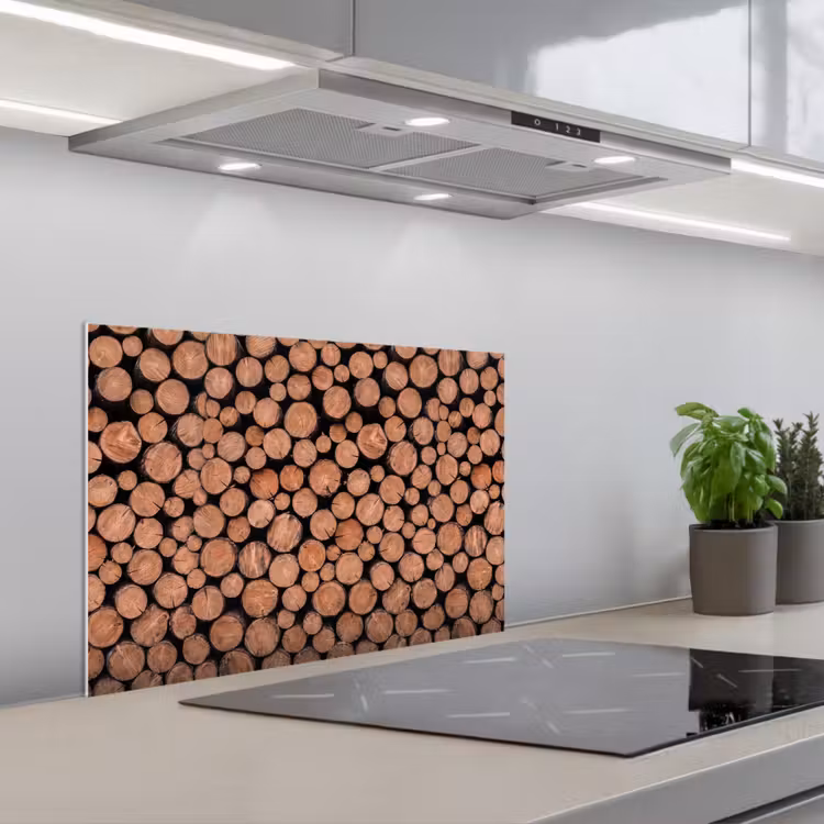 Spatscherm keuken - Houtblokken - Textuur - Patroon - Bruin - Rustiek — 5