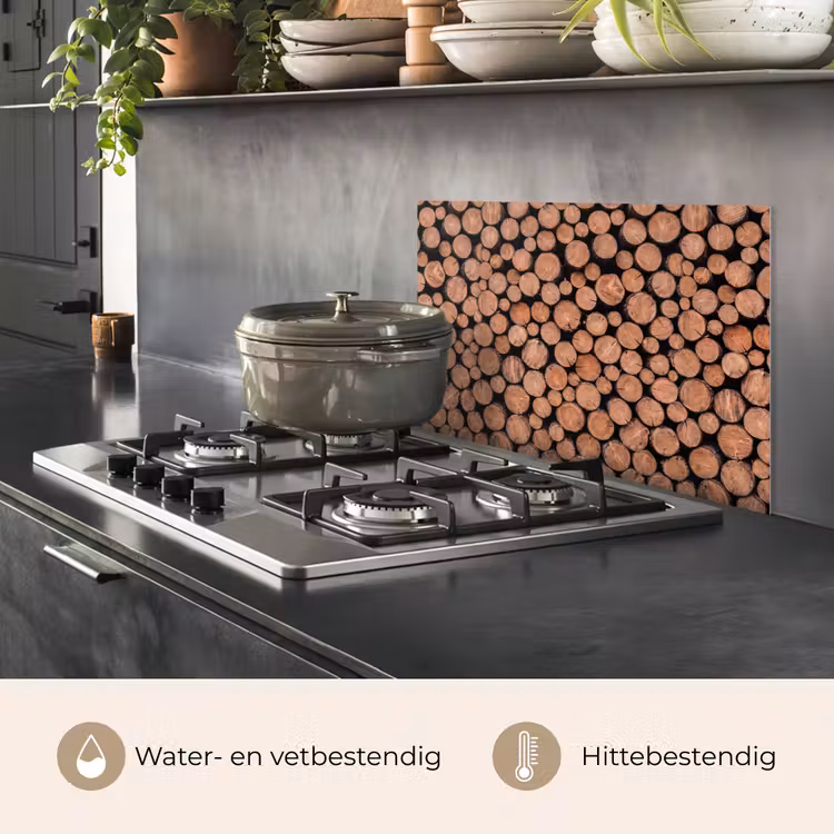 Spatscherm keuken - Houtblokken - Textuur - Patroon - Bruin - Rustiek — 7