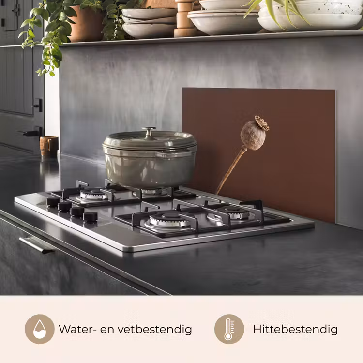 Spatscherm keuken - Papaverbol - Droogbloem - Bruin - Minimalistisch — 7