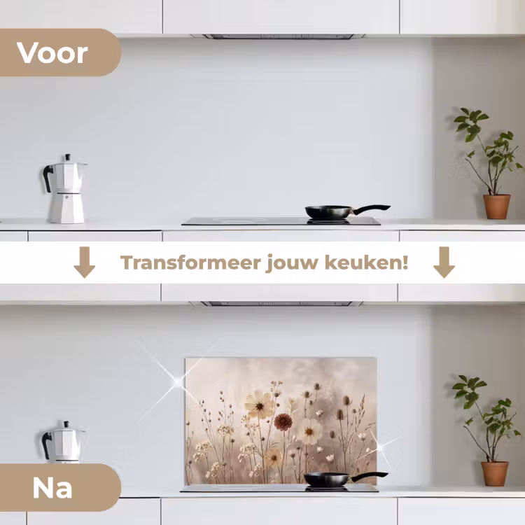 Spatscherm keuken - Wilde bloemen - Botanisch - Vintage - Natuur - Rustiek — 3