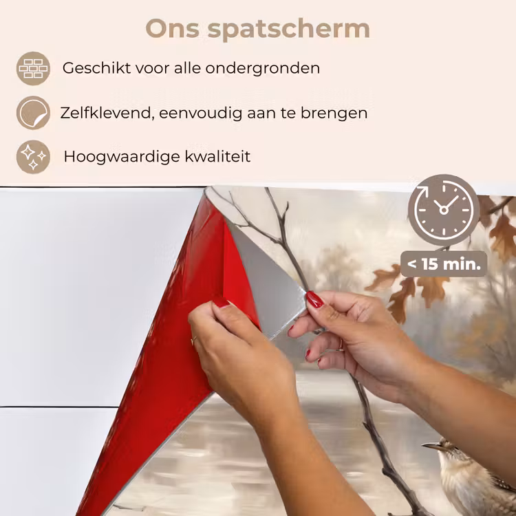 Spatscherm keuken - Winterkoninkje - Tak - Rivier - Natuur - Sfeervol — 4