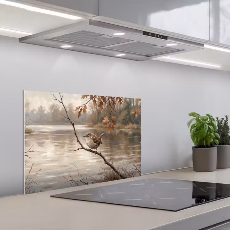 Spatscherm keuken - Winterkoninkje - Tak - Rivier - Natuur - Sfeervol — 5