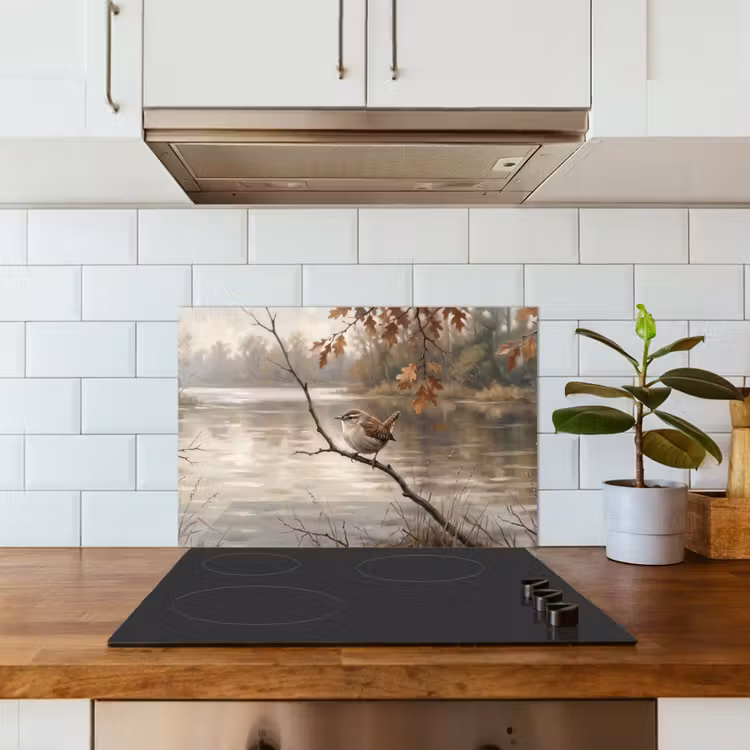 Spatscherm keuken - Winterkoninkje - Tak - Rivier - Natuur - Sfeervol — 6