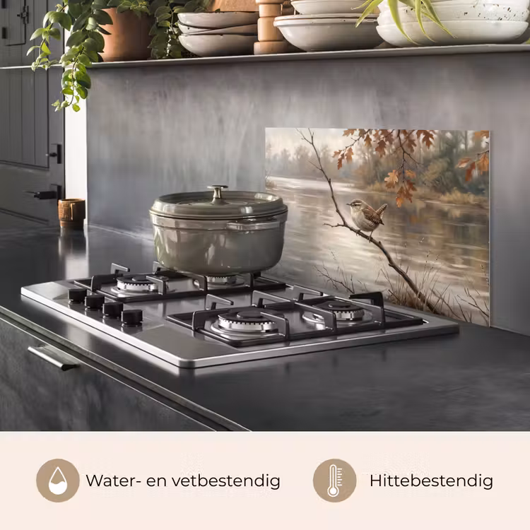 Spatscherm keuken - Winterkoninkje - Tak - Rivier - Natuur - Sfeervol — 7