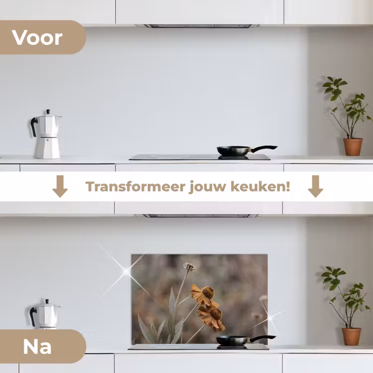 Spatscherm keuken - Zonnehoed - Droogbloemen - Geel - Warm — 3