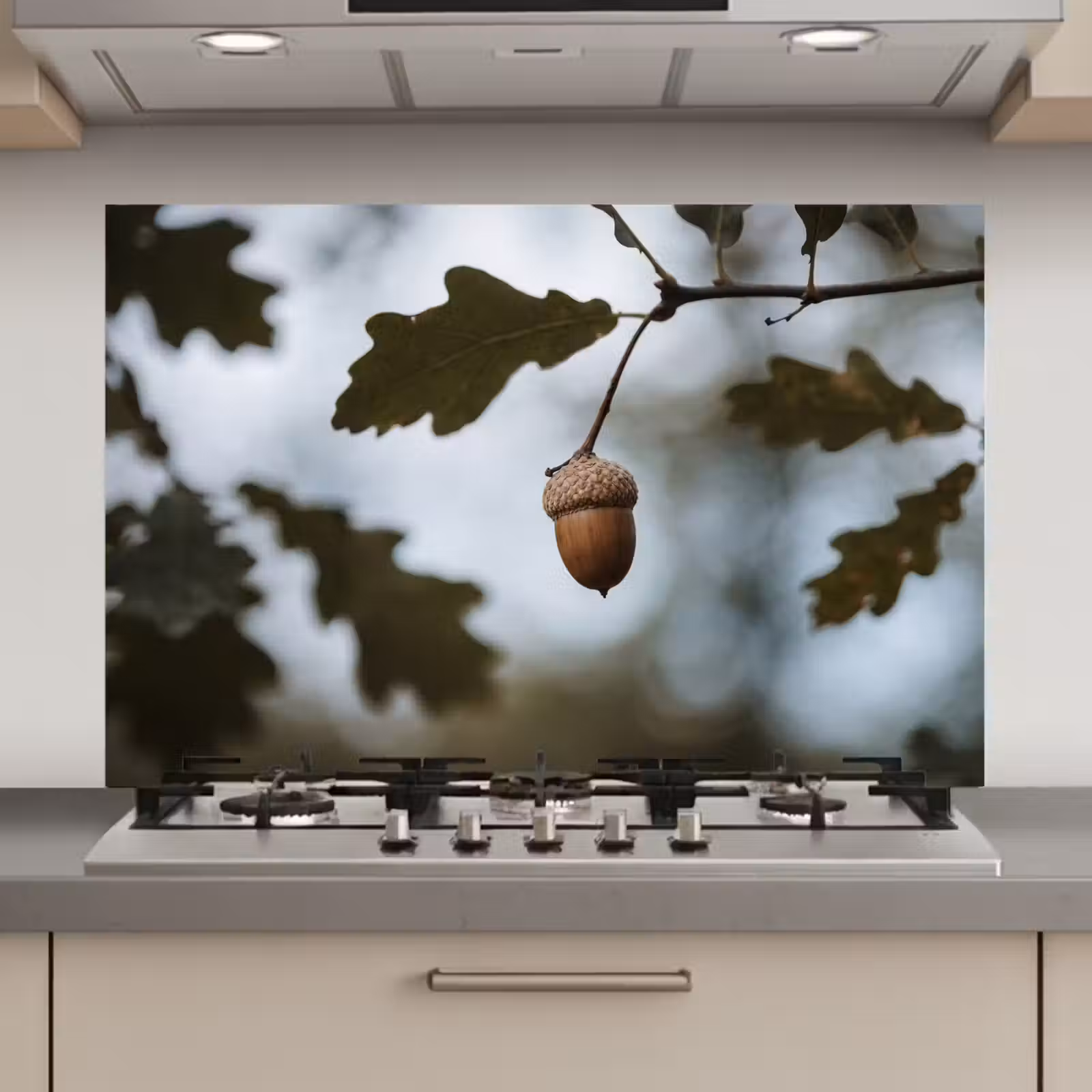 Spatscherm keuken - Eikel - Eikenblad - Bos - Herfst - Natuur — 1