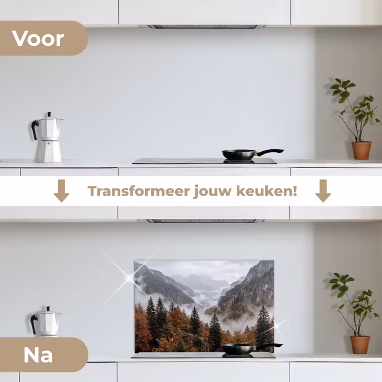 Spatscherm keuken - Bergen - Vallei - Mist - Herfst - Natuur — 3