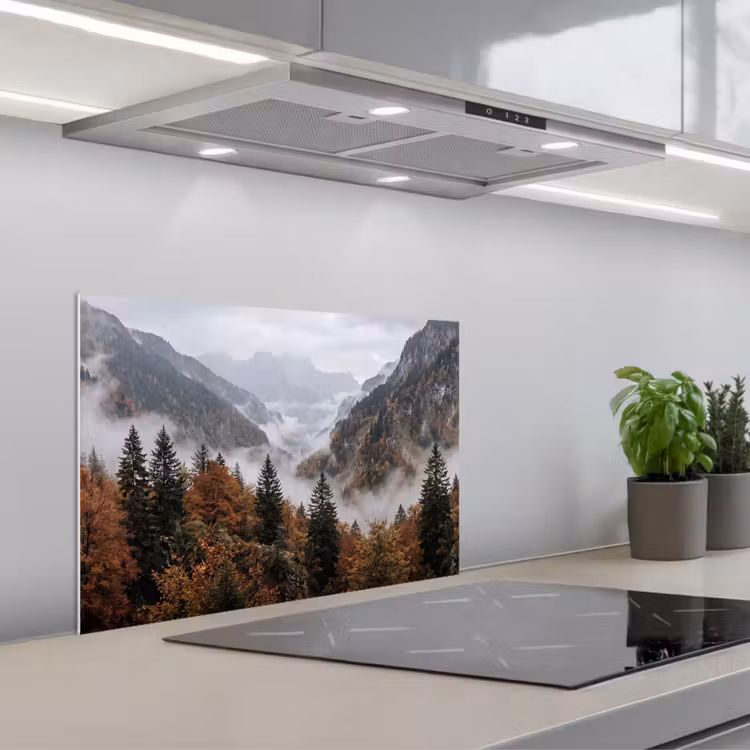 Spatscherm keuken - Bergen - Vallei - Mist - Herfst - Natuur — 5