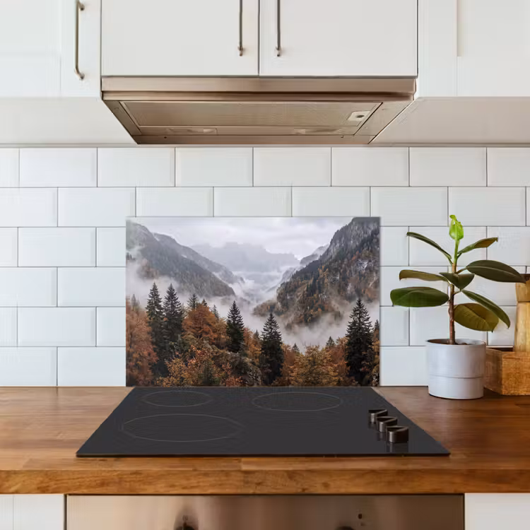 Spatscherm keuken - Bergen - Vallei - Mist - Herfst - Natuur — 6