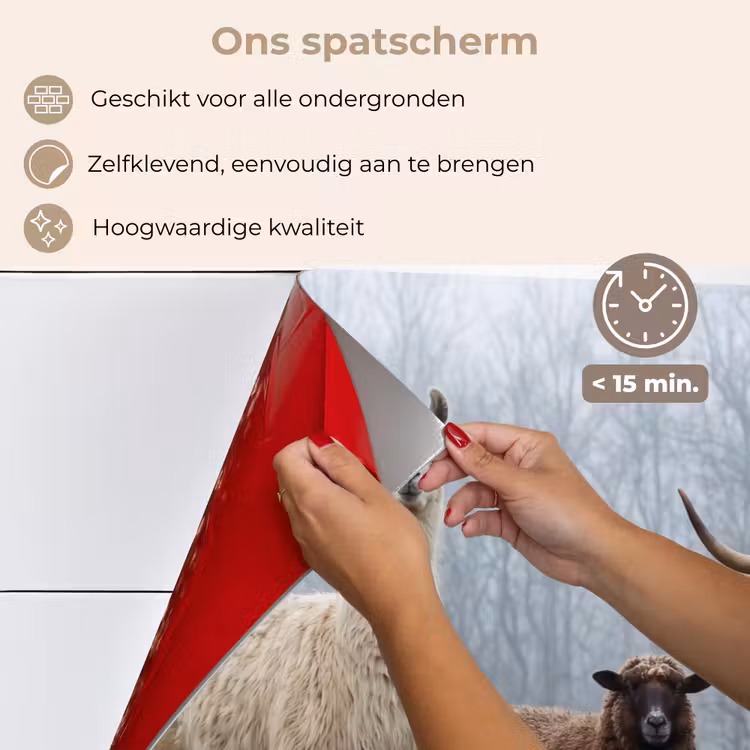 Spatscherm keuken - Boerderijdieren - Groep - Mist - Natuur - Rustiek — 4