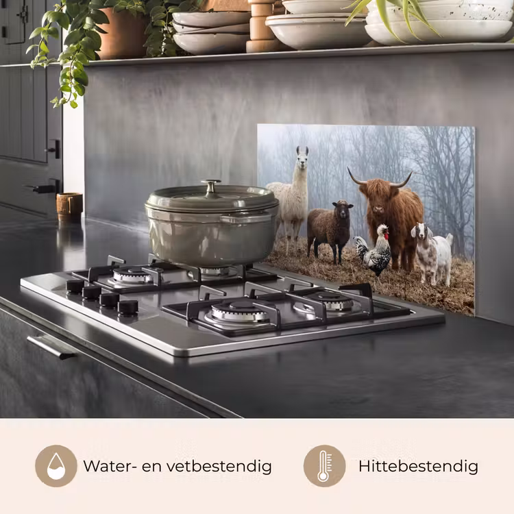 Spatscherm keuken - Boerderijdieren - Groep - Mist - Natuur - Rustiek — 7