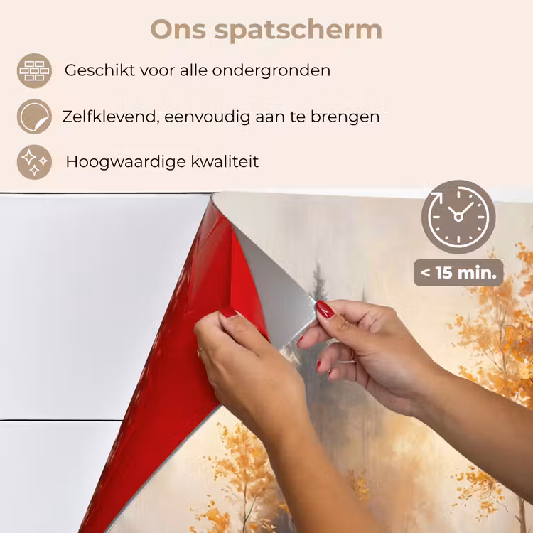 Spatscherm keuken - Bospad - Herfstbladeren - Natuur - Schilderachtig - Oranje — 4
