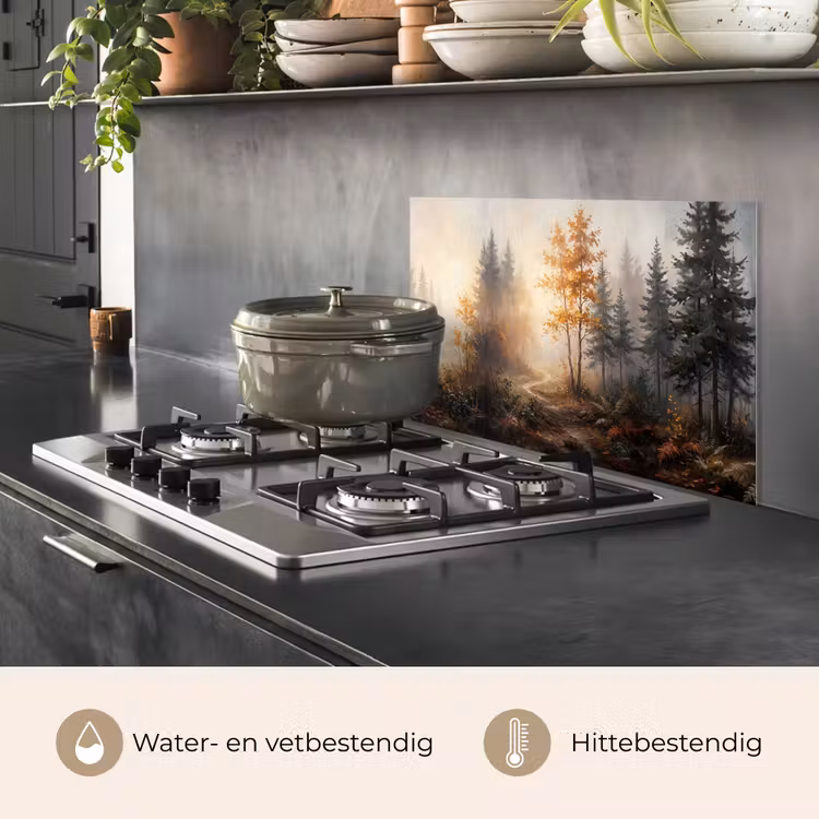 Spatscherm keuken - Bospad - Herfstbladeren - Natuur - Schilderachtig - Oranje — 7
