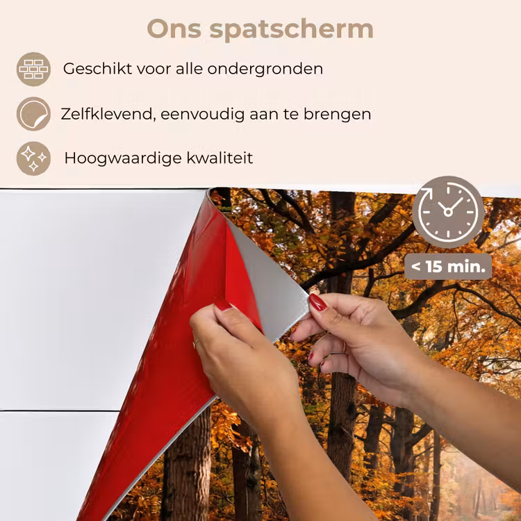 Spatscherm keuken - Bospad - Herfstbos - Bladeren - Oranje - Nostalgisch — 4