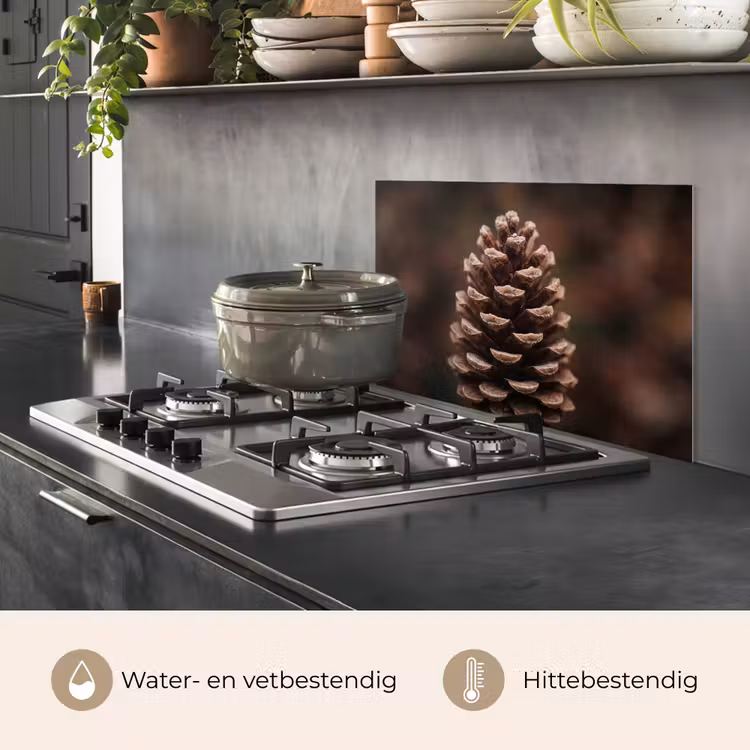Spatscherm keuken - Dennenappel - Bos - Herfst - Bruin - Sfeervol — 7