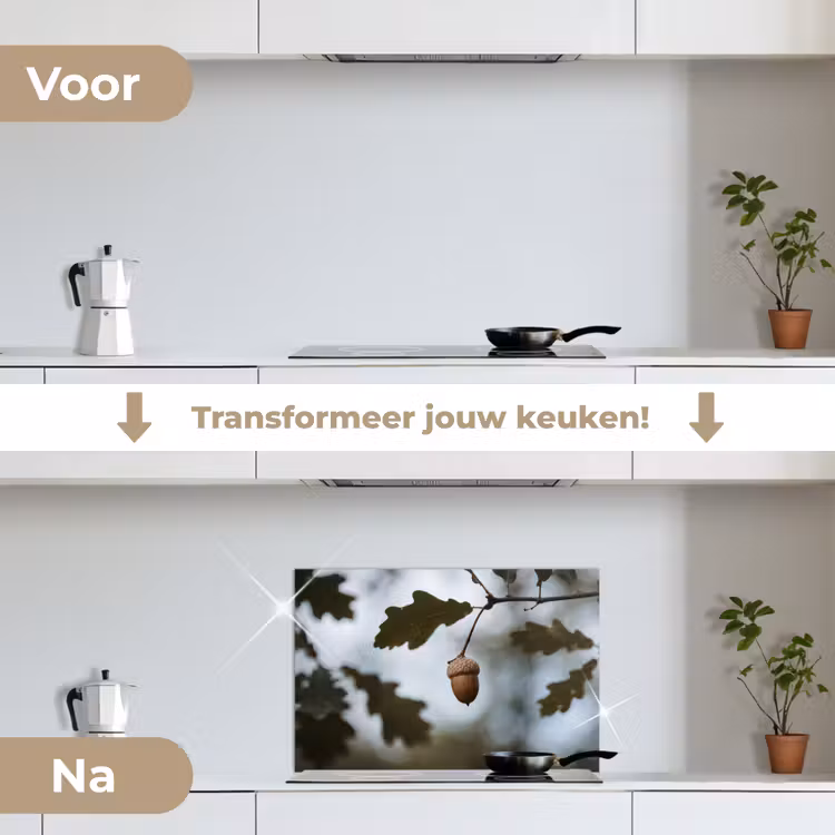 Spatscherm keuken - Eikel - Eikenblad - Bos - Herfst - Natuur — 3
