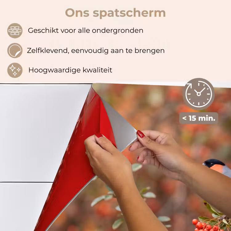 Spatscherm keuken - Goudvink - Bessen - Herfst - Natuur - Kleurrijk — 4