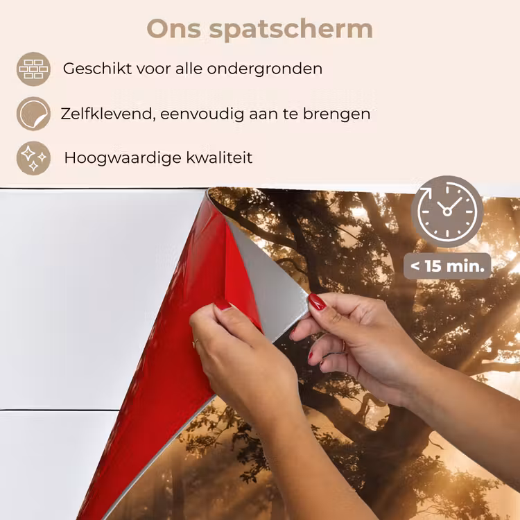 Spatscherm keuken - Hert - Bos - Mistig - Natuur - Goud — 4