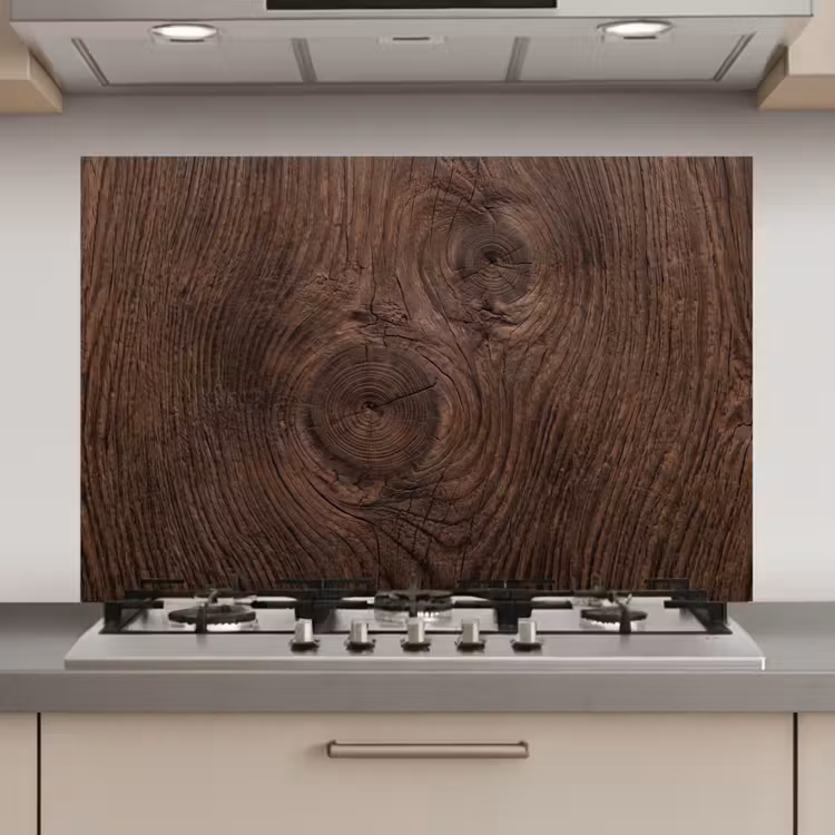 Spatscherm keuken - Houtnerf - Textuur - Patroon - Bruin - Rustiek — 1