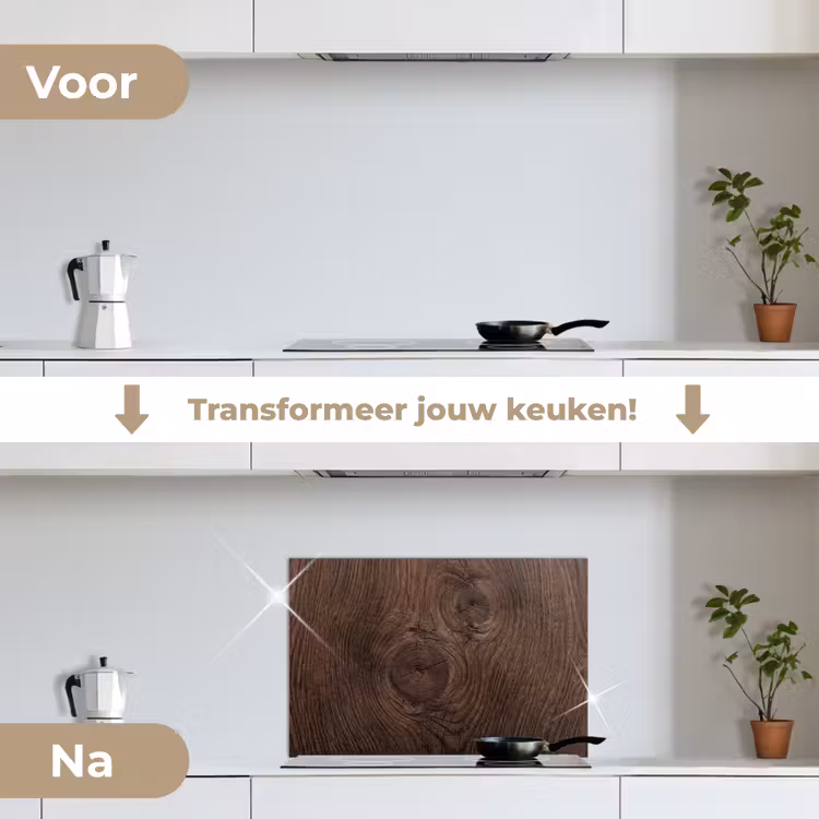 Spatscherm keuken - Houtnerf - Textuur - Patroon - Bruin - Rustiek — 3