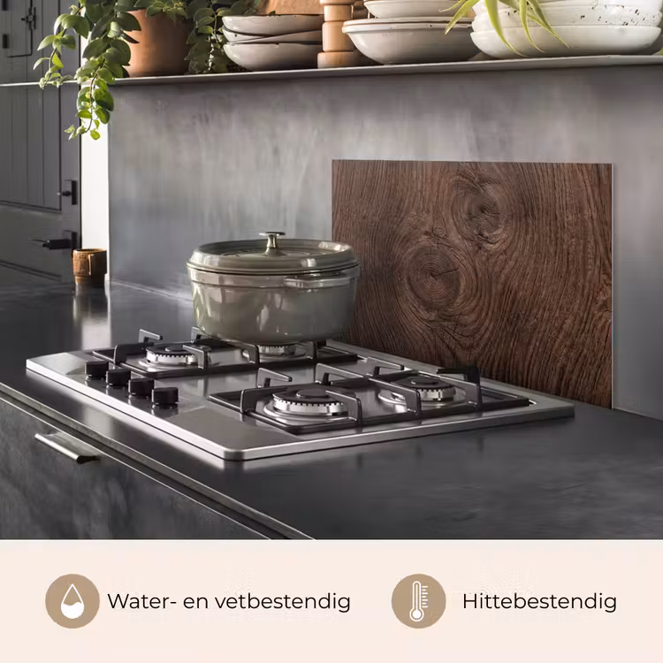 Spatscherm keuken - Houtnerf - Textuur - Patroon - Bruin - Rustiek — 7