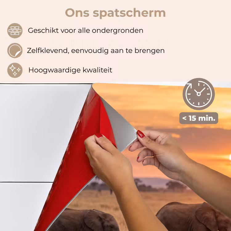 Spatscherm keuken - Olifanten - Savanne - Zonsondergang - Afrika - Warm — 4