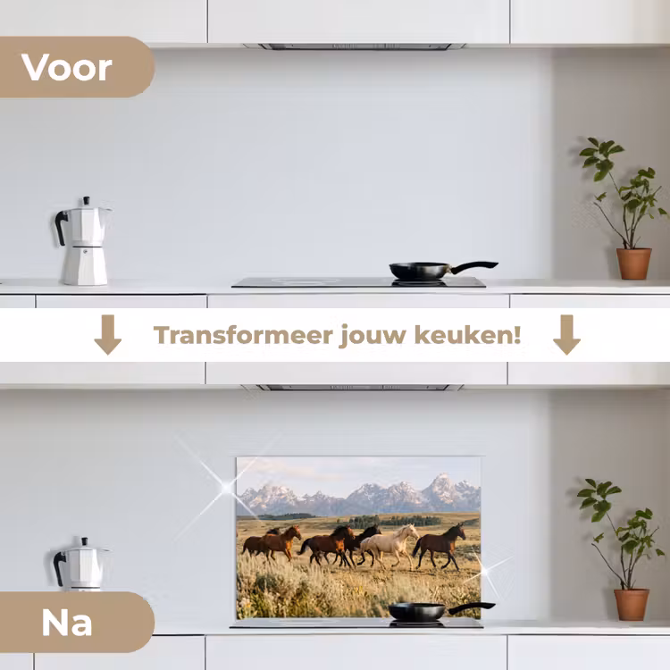 Spatscherm keuken - Paarden - Kudde - Bergen - Vrijheid - Wild — 3
