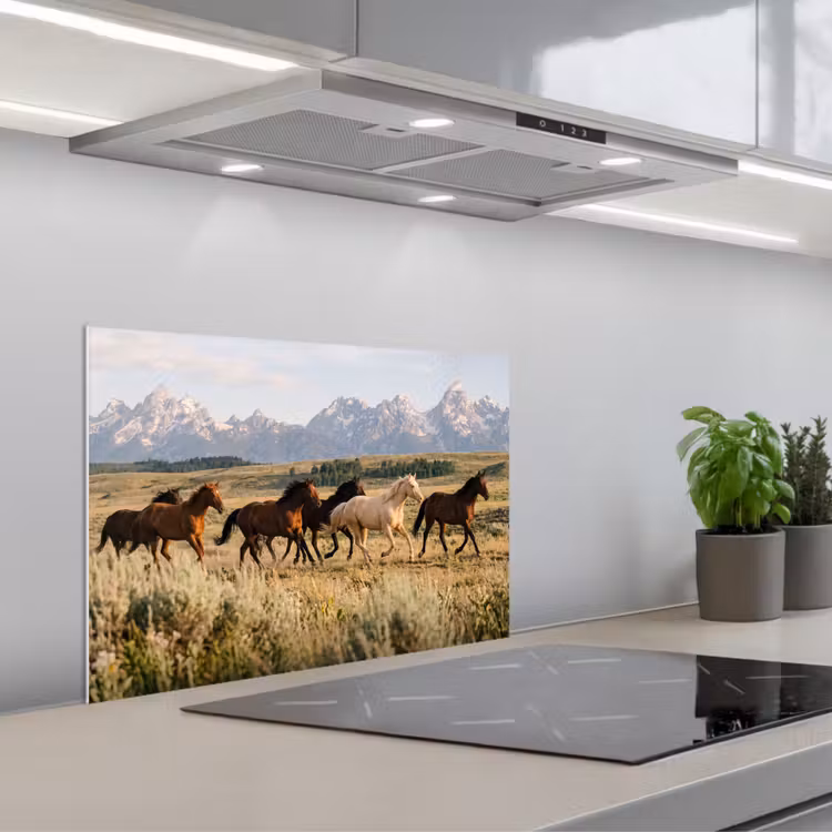 Spatscherm keuken - Paarden - Kudde - Bergen - Vrijheid - Wild — 5