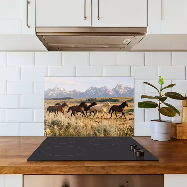 Spatscherm keuken - Paarden - Kudde - Bergen - Vrijheid - Wild — 6
