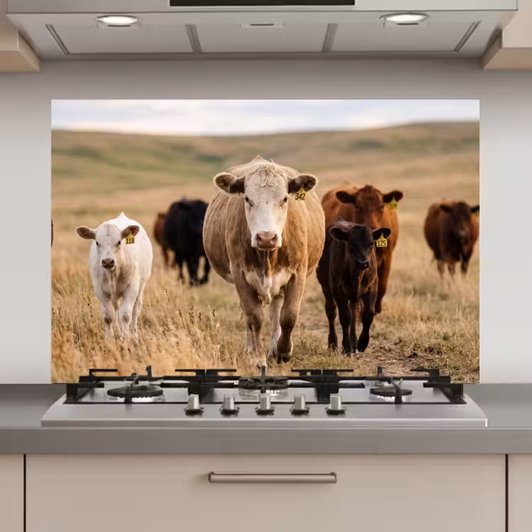 Spatscherm keuken - Runderen - Kudde - Landschap - Weide - Rustig — 1