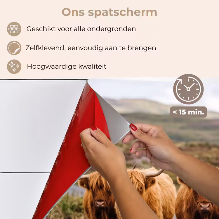 Spatscherm keuken - Schotse Hooglanders - Weg - Landschap - Kudde — 4