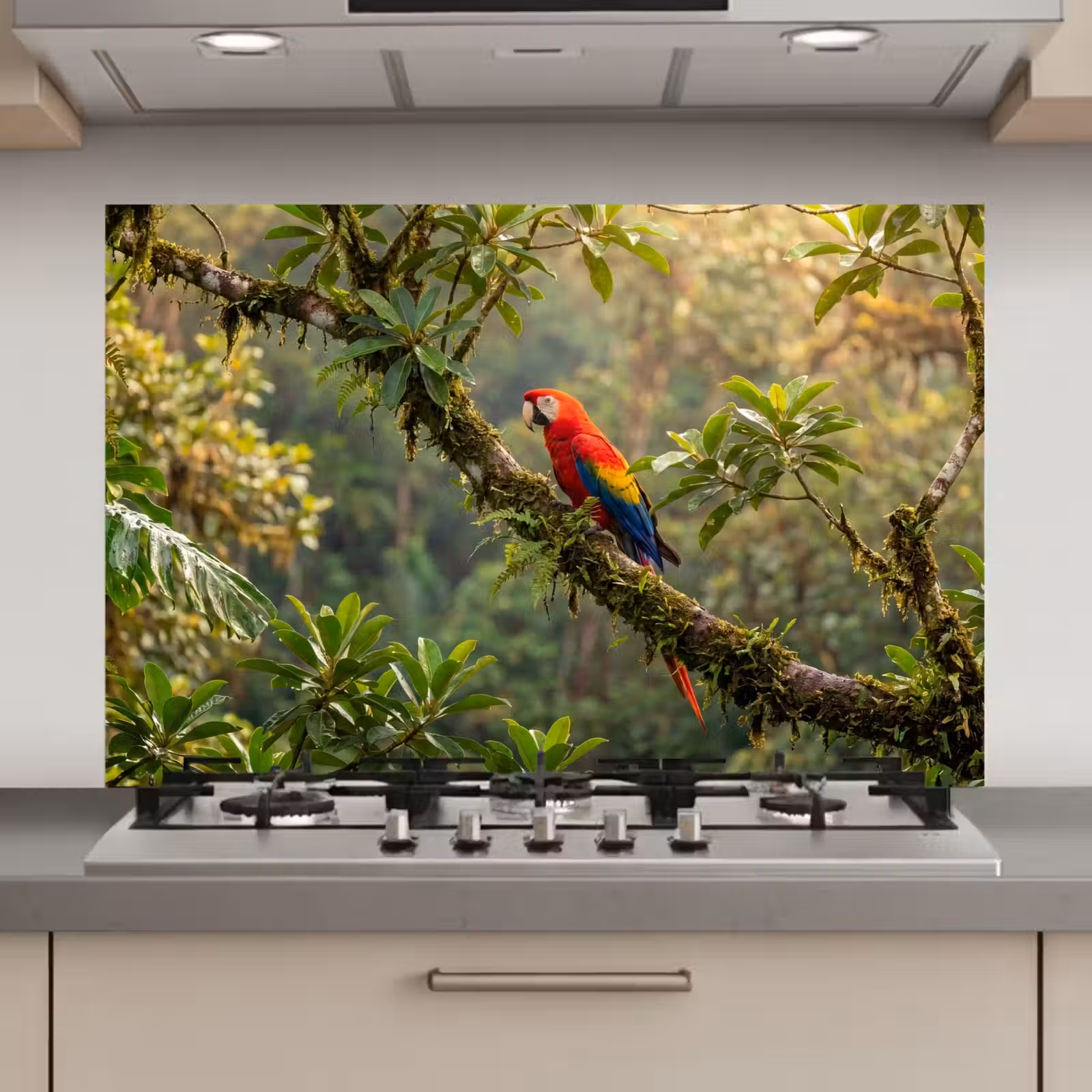 Spatscherm keuken - Ara - Jungle - Rood — 1