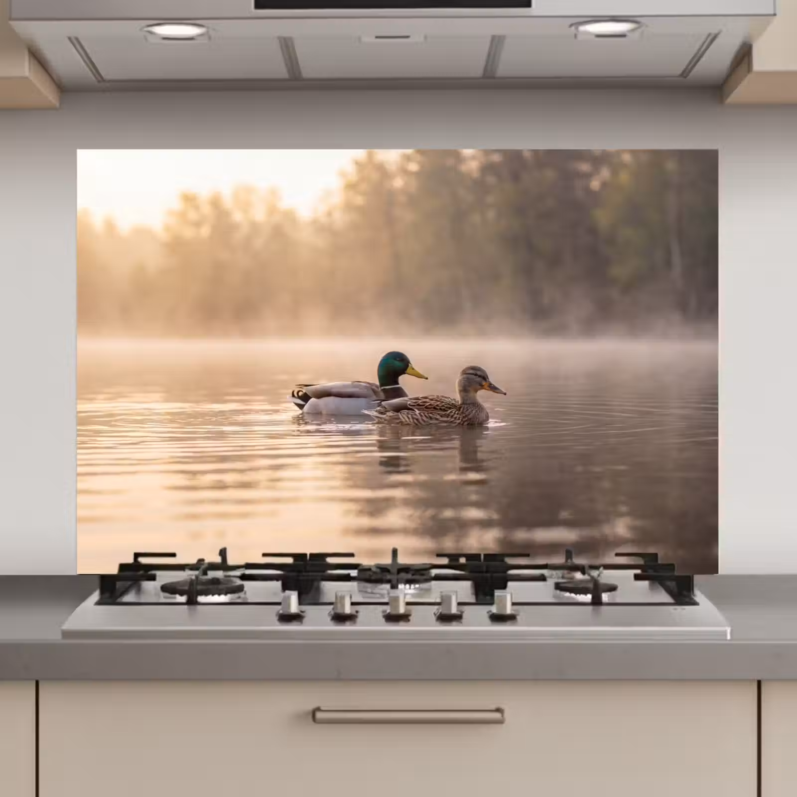 Spatscherm keuken - Eenden - Water - Mist - Natuur — 1