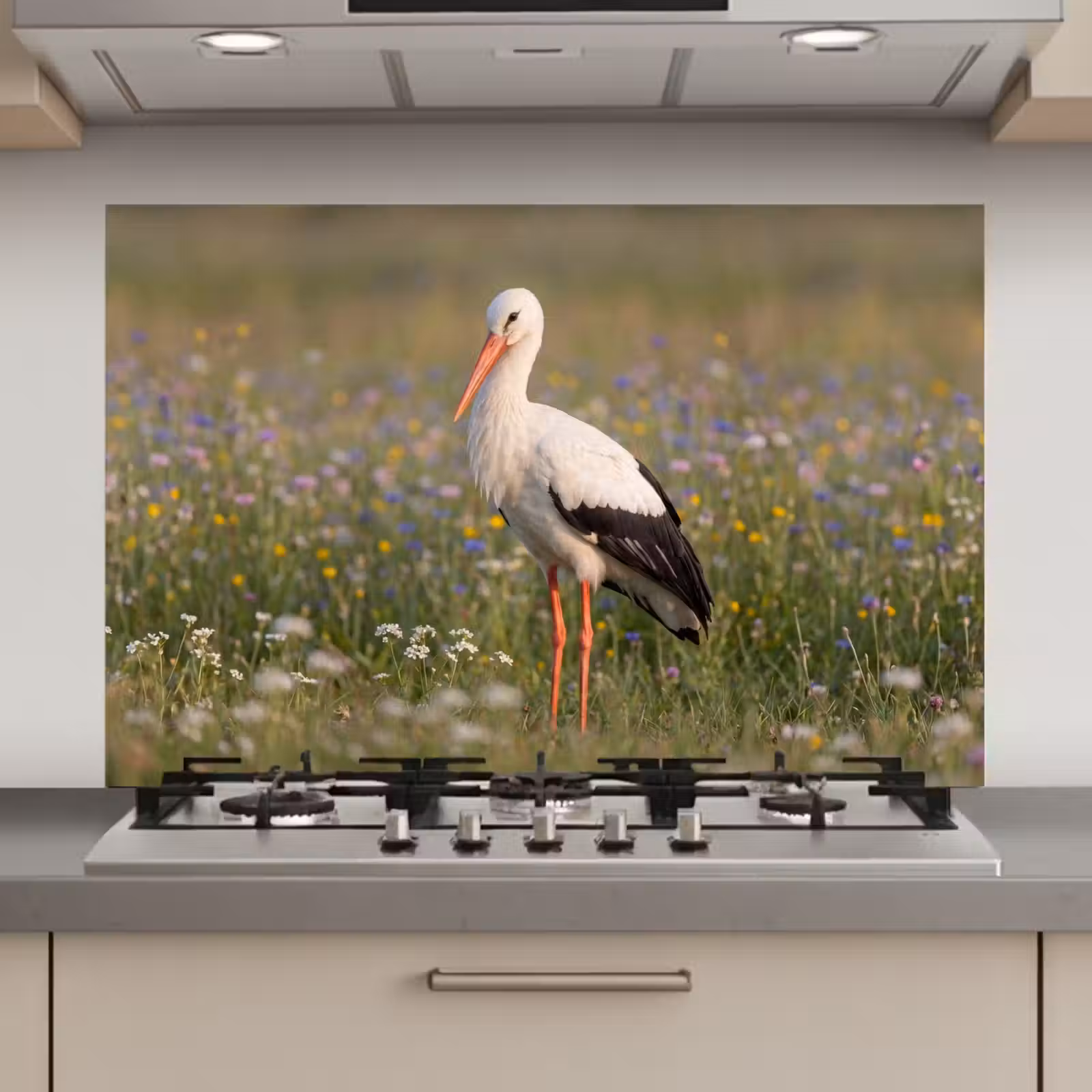 Spatscherm keuken - Ooienvaar - Bloemen - Weide - Kleurrijk — 1