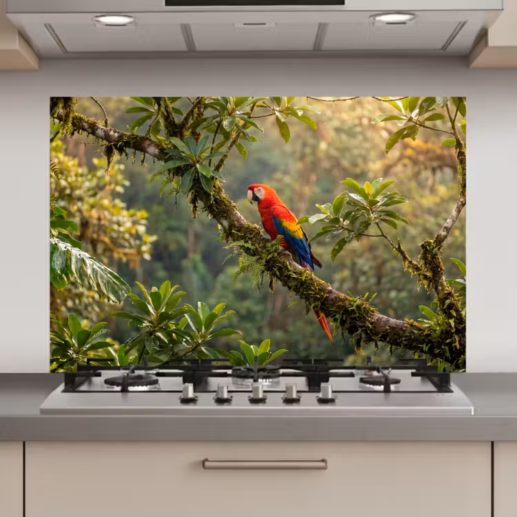 Spatscherm keuken - Ara - Jungle - Rood — 1