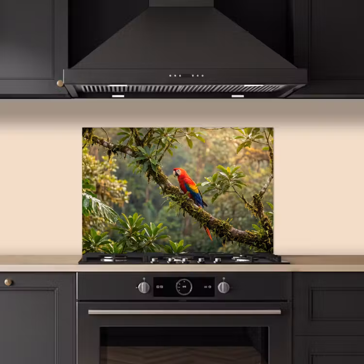 Spatscherm keuken - Ara - Jungle - Rood — 2