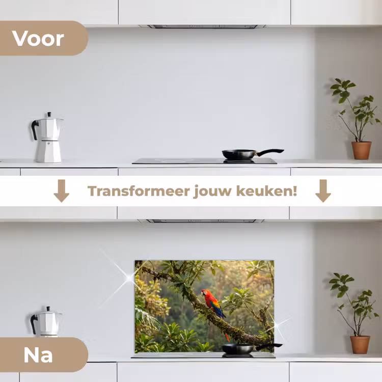 Spatscherm keuken - Ara - Jungle - Rood — 3