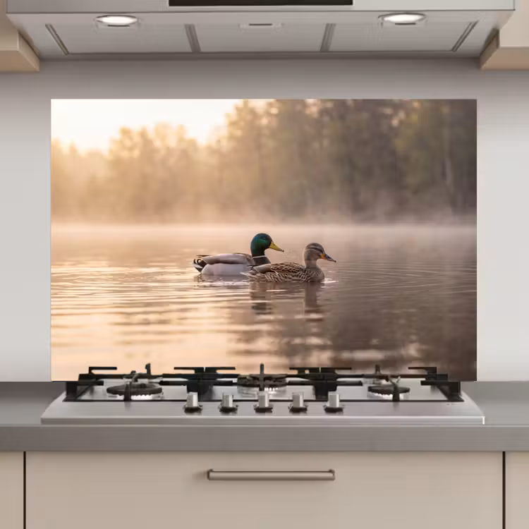 Spatscherm keuken - Eenden - Water - Mist - Natuur — 1