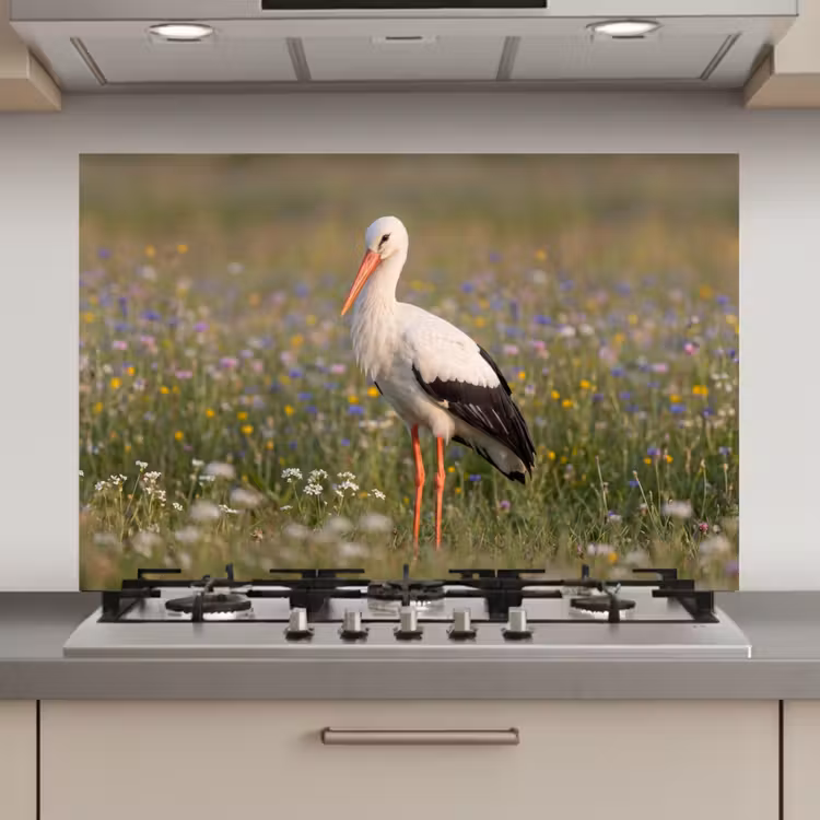 Spatscherm keuken - Ooienvaar - Bloemen - Weide - Kleurrijk — 1