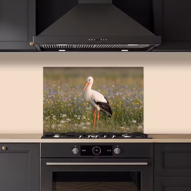 Spatscherm keuken - Ooienvaar - Bloemen - Weide - Kleurrijk — 2