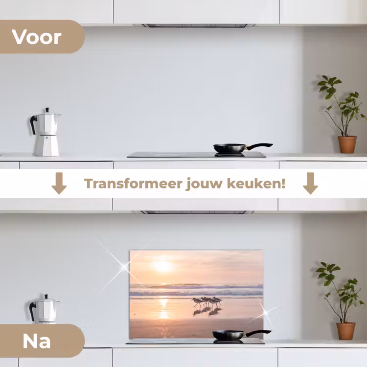 Spatscherm keuken - Zee - Vogels - Strand — 3