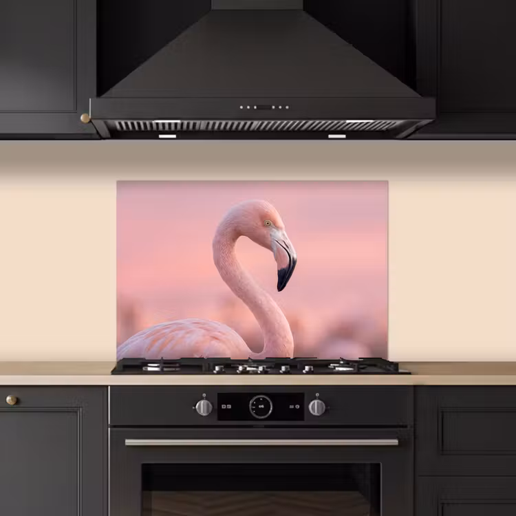Spatscherm keuken - Flamingo - Portret - Roze — 2