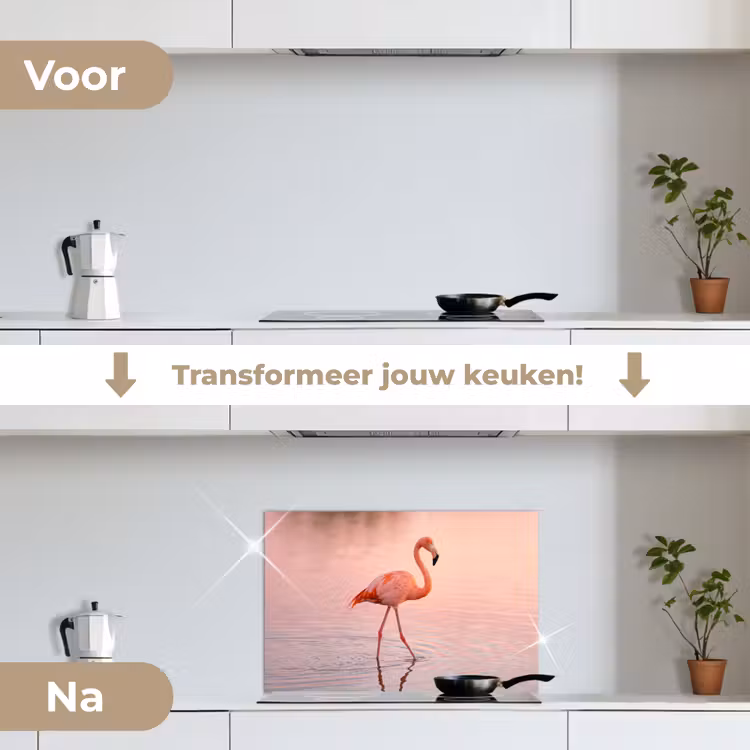 Spatscherm keuken - Flamingo - Water - Roze — 3