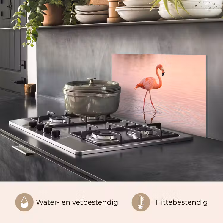 Spatscherm keuken - Flamingo - Water - Roze — 7